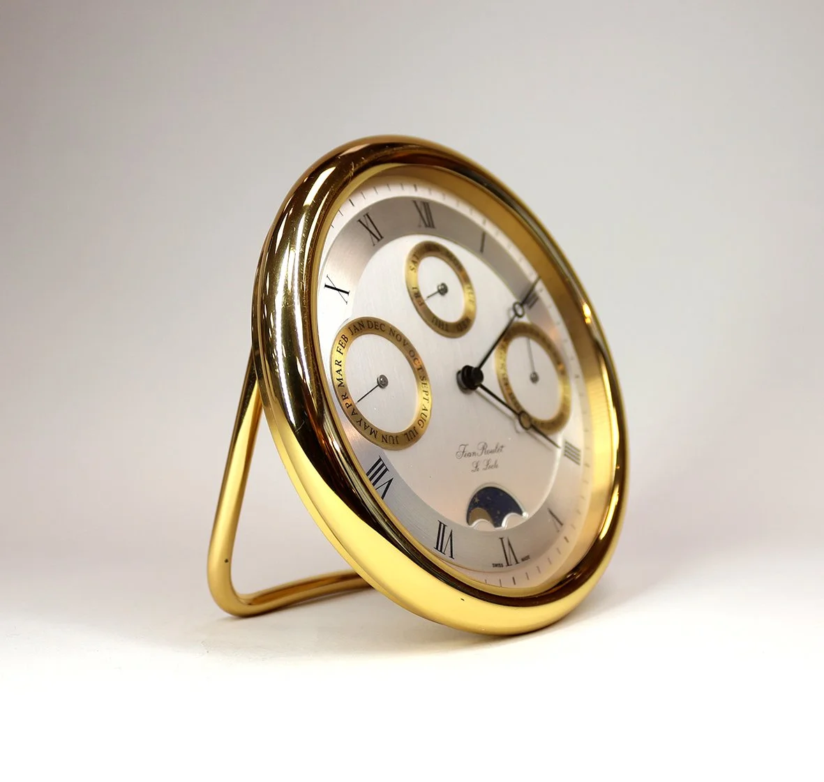 【希少】 ジャンルーレ ワールドタイム 置き時計 ムーンフェイズ スイス製 希少】 ジャンルーレ ワールドタイム 置き時計 ムーンフェイズ スイス